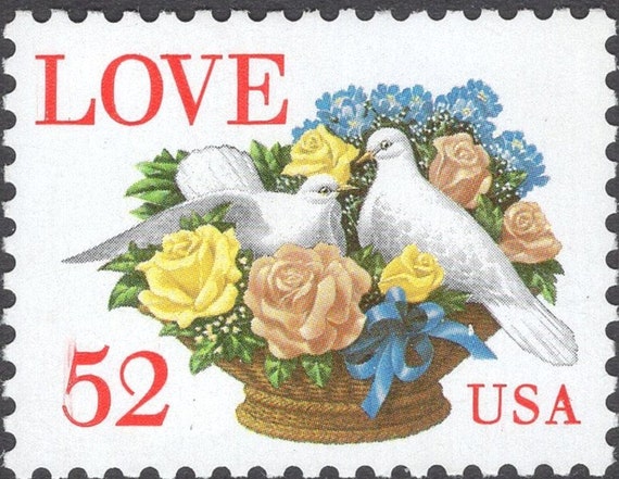 FIVE 52c Flowers And Birds LOVE Stamps .. Unused US Postage Stamps | Love  Stamp | Wedding Postage | Valentine | Victorian Postcard | Flowers