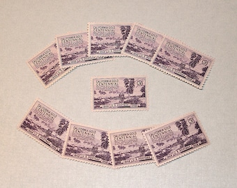 Packung mit 50 .. 3c California Gold Centennial Briefmarke von 1948 .. Vintage Unbenutzte Briefmarken .. Sacramento Gold Country | Hochzeit Porto