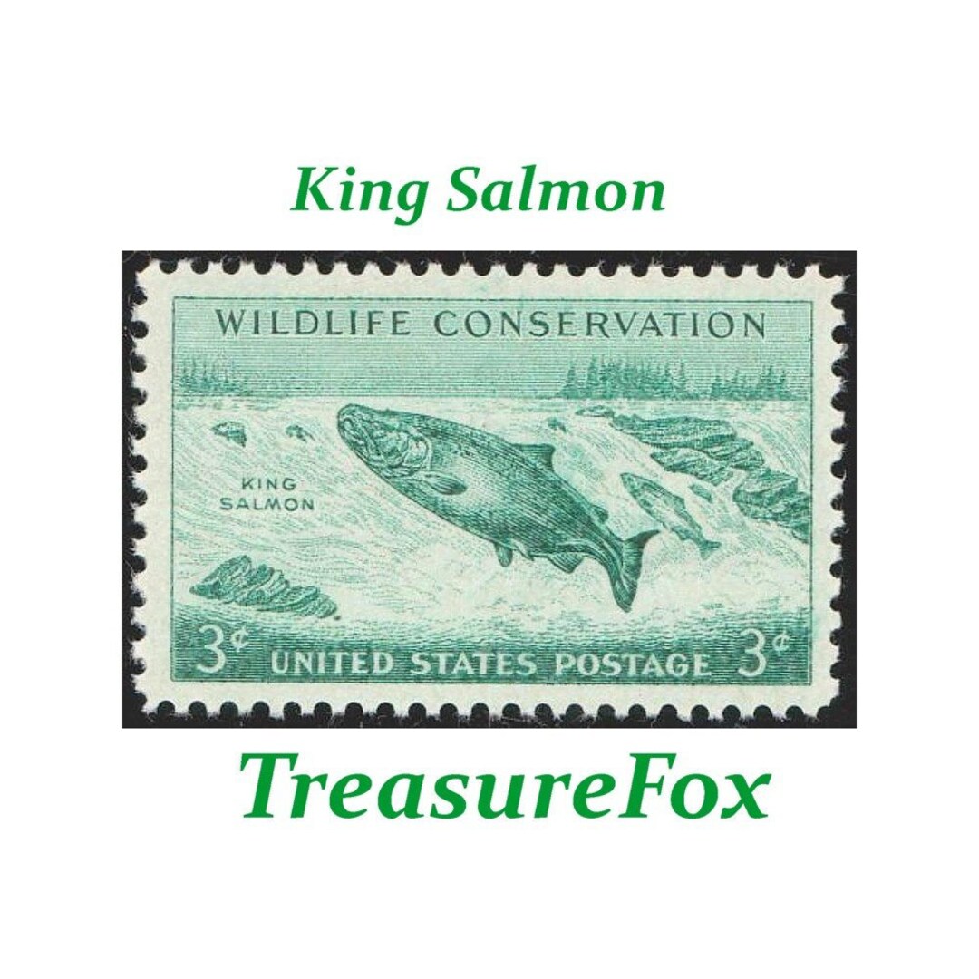 Ten 3c King Salmon Stamp .. Vintage Unused US Postage Stamps .. Pack of