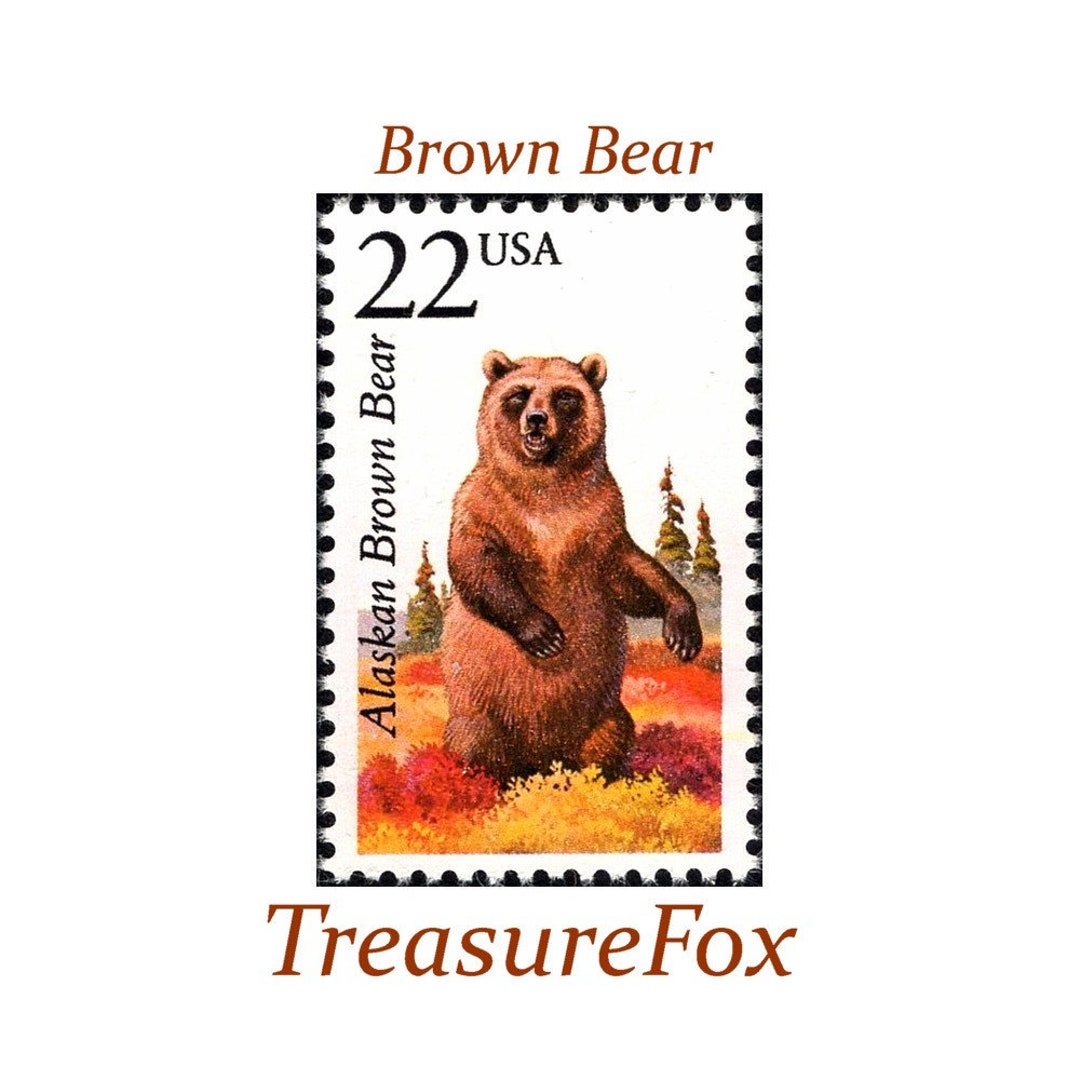 Five 22c Brown Bear Stamp | Unused US Postage Stamps | Pack of 5 Stamps ...
