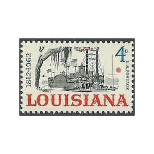 Sello postal antiguo de EE. UU. sin usar, 4 centavos, sello de Luisiana, 1962. Paquete de 10.