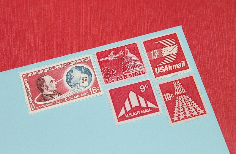 airmail 5 cent stamp red airmail 5 cent stamp red
