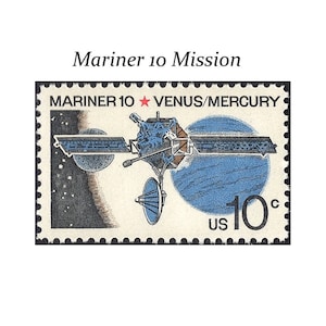 Sello de 10 c Mariner 10 Space. Sellos postales estadounidenses sin usar. Paquete de 10 sellos / Venus / Exploración espacial / Sistema solar / Mercurio / Marte
