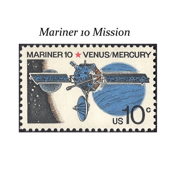 10c Mariner 10 Space stamp .. Unused US Postage Stamps .. Pack of 10 stamp | Venus | Space Exploration | Solar System | Mercury | Mars