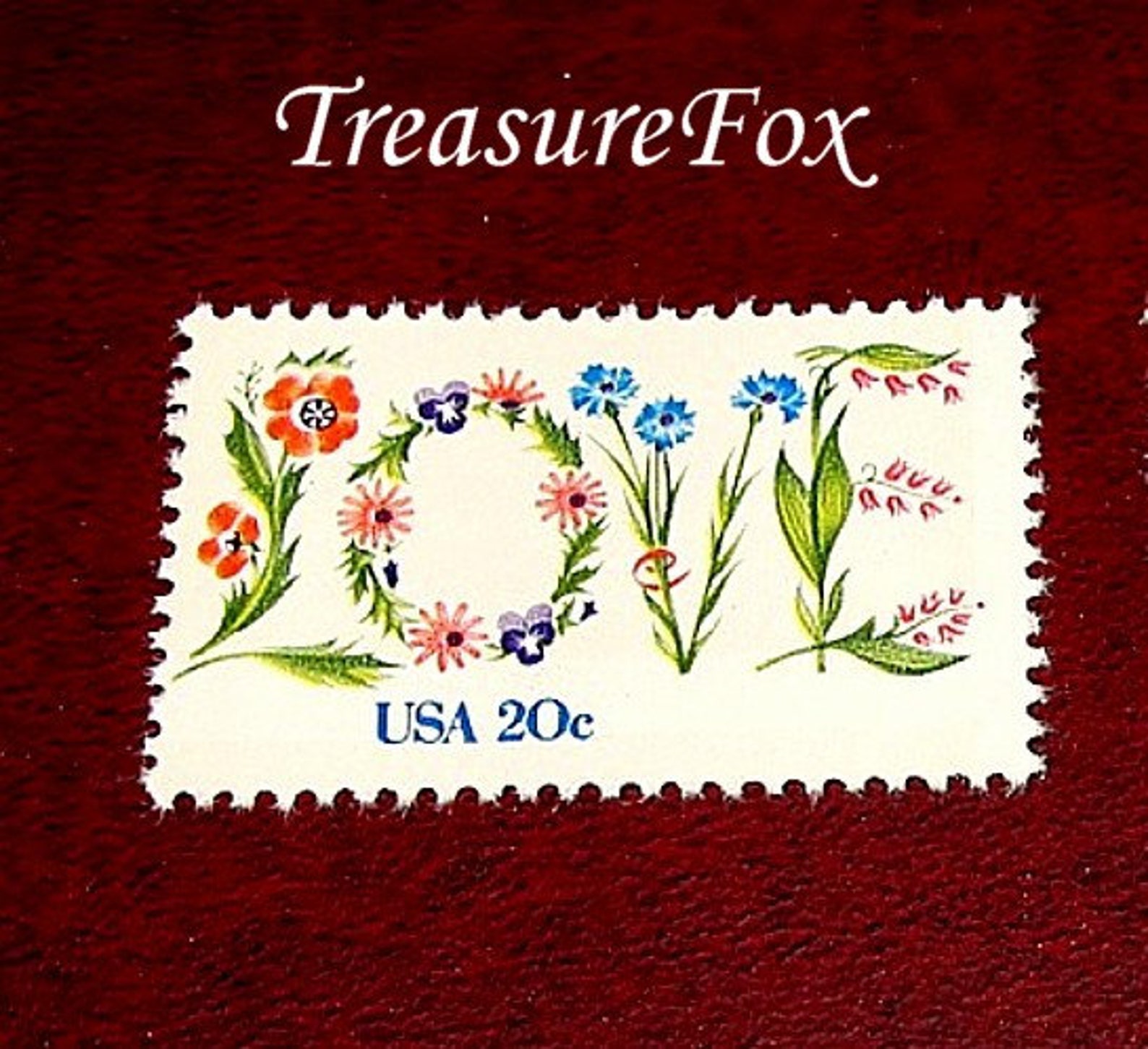 Set of 10 .. 20c Floral LOVE Stamp .. Unused Vintage Postage Etsy