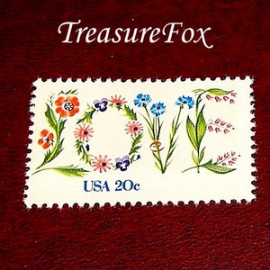 Sello con la frase LOVE de 20 c. Paquete de 20 sellos postales antiguos sin usar. Amor en flores, franqueo de bodas, invitaciones a confirmar asistencia, guardar la fecha y agradecimientos