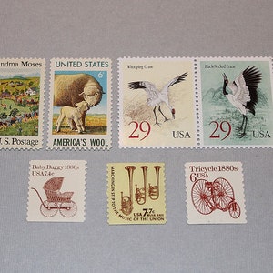 Baby Birthday .. LAMB and CRANES .. Unused Vintage Postage Stamps .. enough to mail 5 letters Birthday party invitations, Baby showers image 4