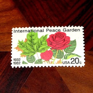 Francobolli vintage da 20 centesimi MINT .. International Peace Garden Set di 50 francobolli. Francobolli floreali per matrimonio, save the date, biglietti di risposta