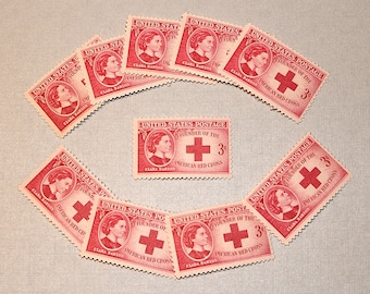 Pak van 50 | 3c Clara Barton-Amerikaanse Rode Kruis-postzegels.. Ongebruikte Amerikaanse postzegels | Jaren 40 | Humanitairen | Verpleegkunde | Ziekenhuis | Hulp