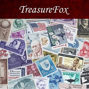 Prenez un sac de 50 timbres vintage différents de 4 cents... Timbres-poste américains 4 c inutilisés des années 1950 et 1960 | Philatélie | Timbres américains