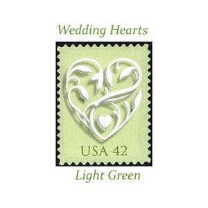 FIVE 42c vert clair mariage coeurs Timbres .. Timbres-poste des États-Unis inutilisés | Timbre d'amour | Frais de port de mariage | Carte de Saint-Valentin | Carte postale victorienne