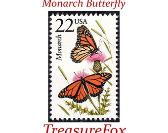 Cinque francobolli farfalla monarca da 22c.. Francobolli statunitensi inutilizzati.. Confezione da 5 francobolli / Natura su francobolli / Giardinaggio / Fiori nuziali / Spose
