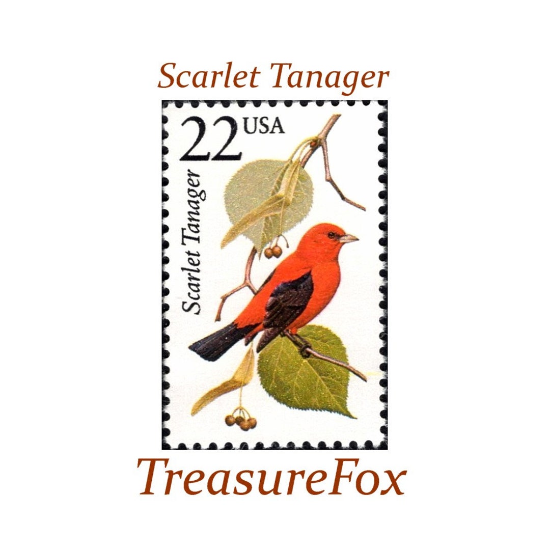 Five 22c Scarlet Tanager Stamp | Unused US Postage Stamp | Pack of 5 ...
