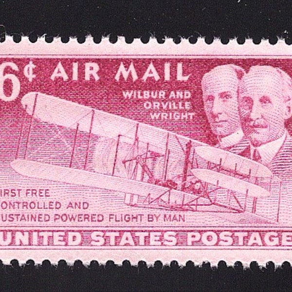 Vintage Unused US Postage Stamp 6c WRIGHT BROTHERS 1st Flight Airmail Stamp .. Pack of 10 stamps Aviation and Flight pioneers