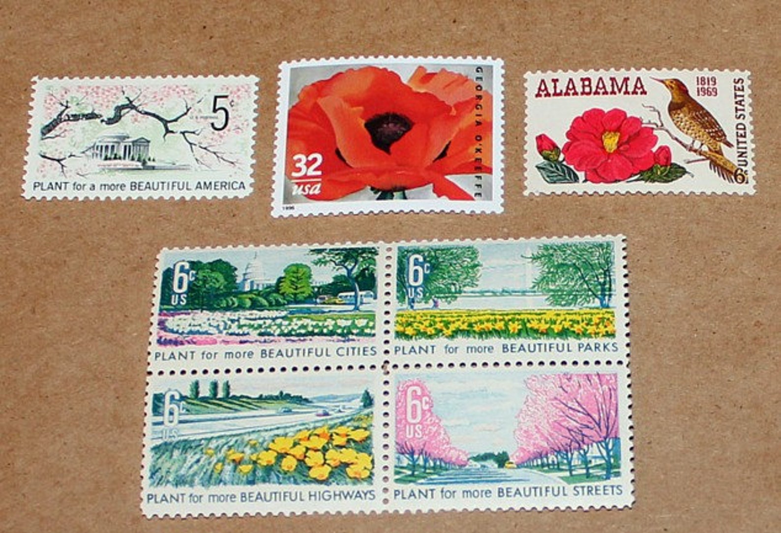 Floral Delight .. Unused Vintage Postage Stamps .. Enough to Etsy
