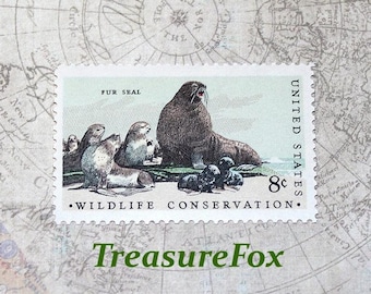 TEN 8c Seehund-Wildtierschutz | Scott #1464..Packung mit 10 Vintage Unbenutzten Briefmarken. Kalifornische Wildnis | Meerestiere | Strände
