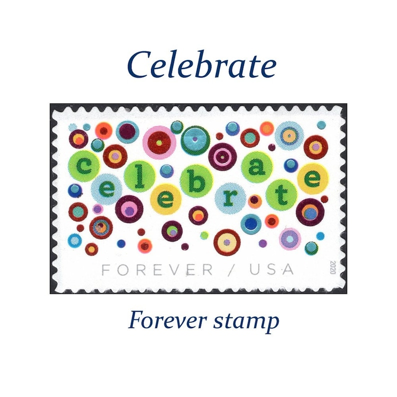 Set of 10 Let's Celebrate Forever Stamps / 55c Etsy