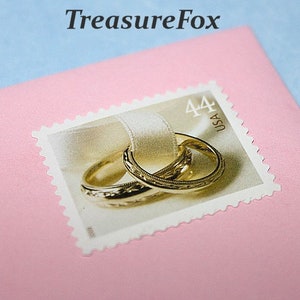10 timbres d’alliances en or .. vintage Timbre-poste américain inutilisé .. Timbre 44c Wedding Bands pour invitations, Save the Date, RSVP. Pack de 10
