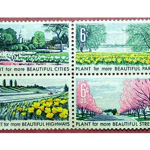 VEINTE sellos de 6c de Embellecimiento de América. Sellos postales estadounidenses antiguos sin usar. Tulipanes, amapolas de California, narcisos y manzanas silvestres.