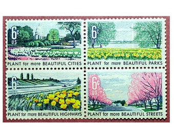 ZWANZIG Verschönerung von Amerika Briefmarken .. Vintage Unbenutzte US-Briefmarken .. Tulpen | Kalifornischer Mohn | Narzissen | Holzäpfel