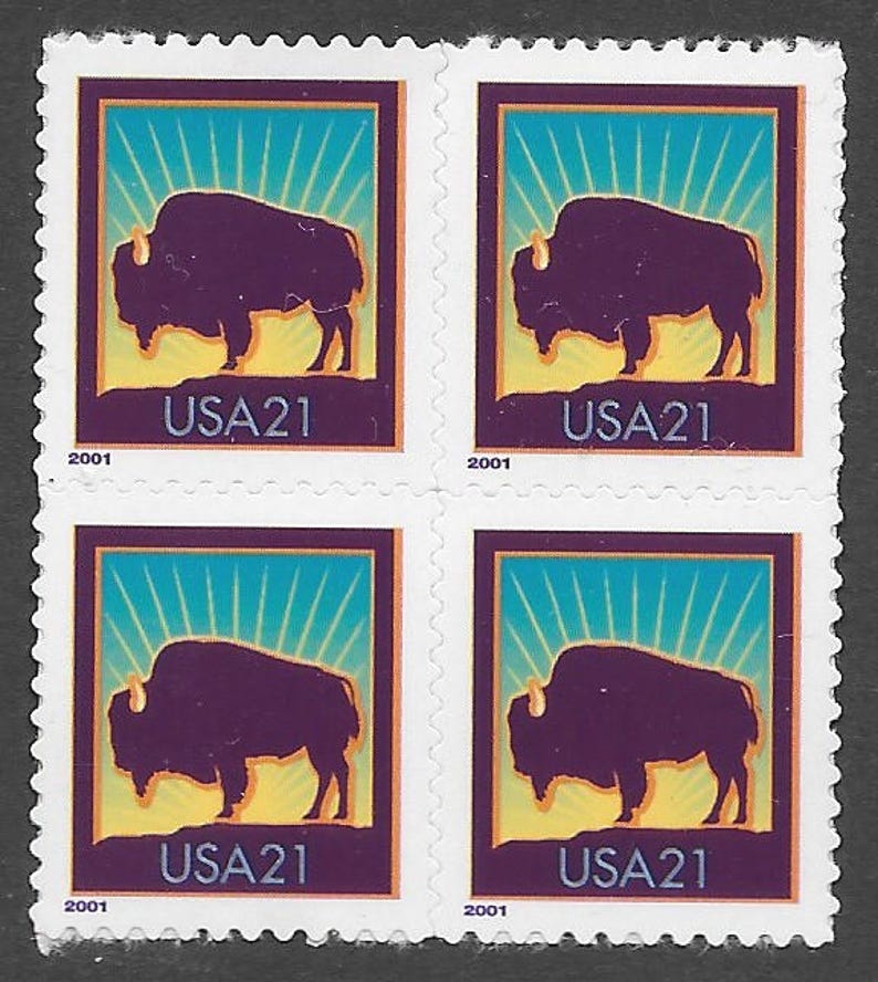 TEN 21c Buffalo Stamps .. Unused US Postage Stamps .. Pack of Etsy
