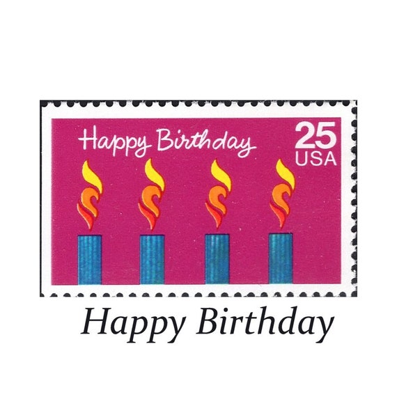 Five 25c Happy Birthday Stamp | Unused US Postage Stamps | Pack of 5 stamps  | Birthday Cake & candle | Special Occasion | Stamps for Mailing