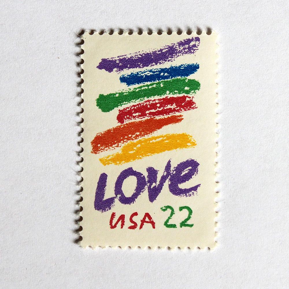 切手22 22 セント RAINBOW LOVE 切手 .. 50 枚セット .. 未使用のビンテージ