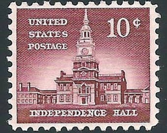 10c Ingebrochenheit Hall .. Ausgabe von 1956 .. Vintage Unbenutzte US Briefmarke ..Packung mit 10 Stück