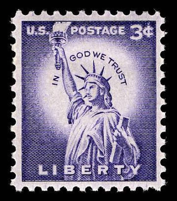 Pack of 20 .. 3 Cent Statue of Liberty Stamp Issued 1956 .. Vintage Unused US  Postage Stamp .. New York City Landmark Staten Island 