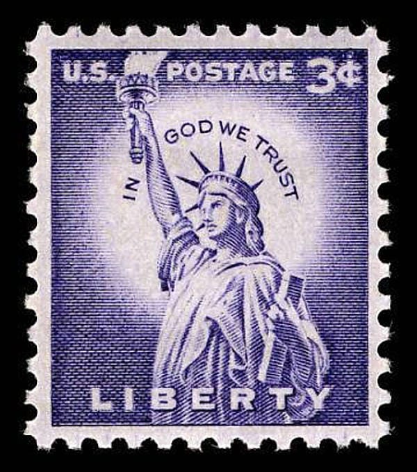 Pack de 20.. Timbre de la Statue de la Liberté de 3 cents émis en 1956..  Timbre-poste américain inutilisé vintage.. Point de repère de New York City  Staten Island -  France