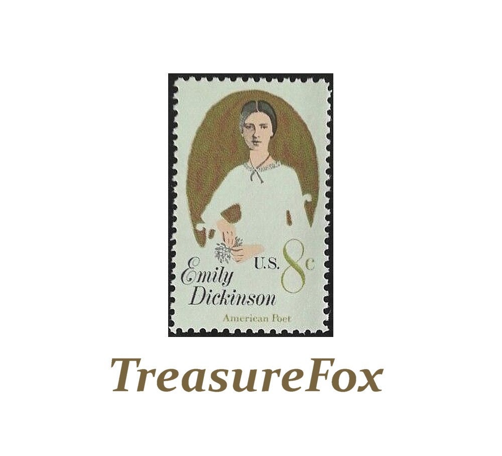 8c Emily Dickinson .. Pack of 10 stamps .. Vintage Unused US Postage Stamps | Poetry | Poems and Stories | Women Poets | Amherst College