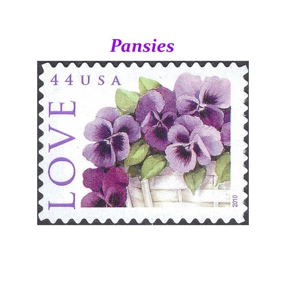 FIVE 44c Pansies LOVE Stamps .. Unused US Postage Stamps Love