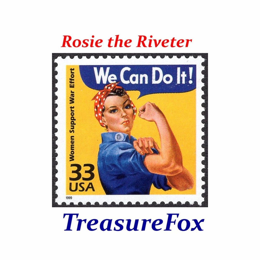Five 33c Rosie the Riveter Stamps .. Unused US Postage Stamps .. the 40s  WWII Women Rights Women Support War Effort Women at Work 