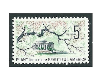 Pak van 10 postzegels... 5c verfraaiing van Amerika... Vintage ongebruikte Amerikaanse postzegels... Washington DC, kersenbloesems, lente in bloei