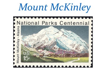 Ten 15c Mount McKinley Stamps | Unused US Postage Stamps | Western wedding | Rocky Mountain Bride | National Park | Alaska | Stamps for mail