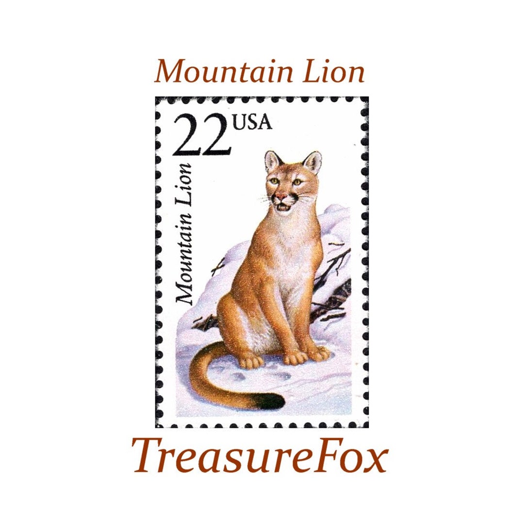 Five 22c Mountain Lion Stamp | Unused US Postage Stamps | Pack of 5 ...