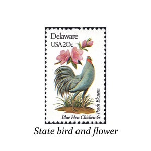 Five 20c DELAWARE State Bird and Flower stamps | Vintage Unused US Postage Stamp | New England Bride | Nautical | Northeast Bride | Love