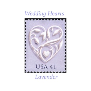 FIVE 41c Lavande mariage coeurs Timbres .. Timbres-poste des États-Unis inutilisés | Timbre d'amour | Frais de port de mariage | Carte de Saint-Valentin | Carte postale victorienne