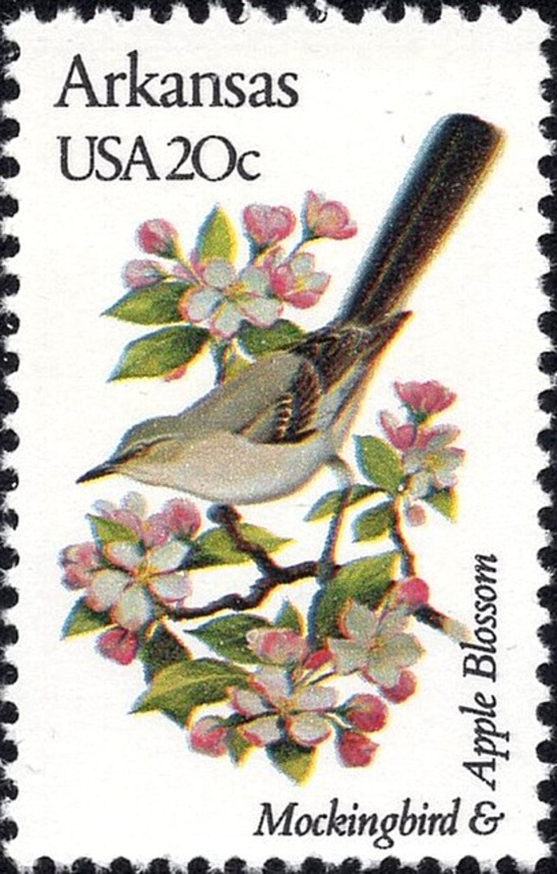 Five 20c ARKANSAS State Bird and Flower Stamps Vintage Etsy