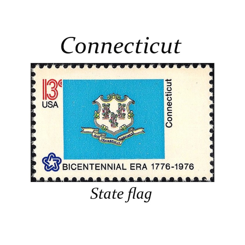 TEN 13c Connecticut State Flag Stamp Vintage Unused US Etsy