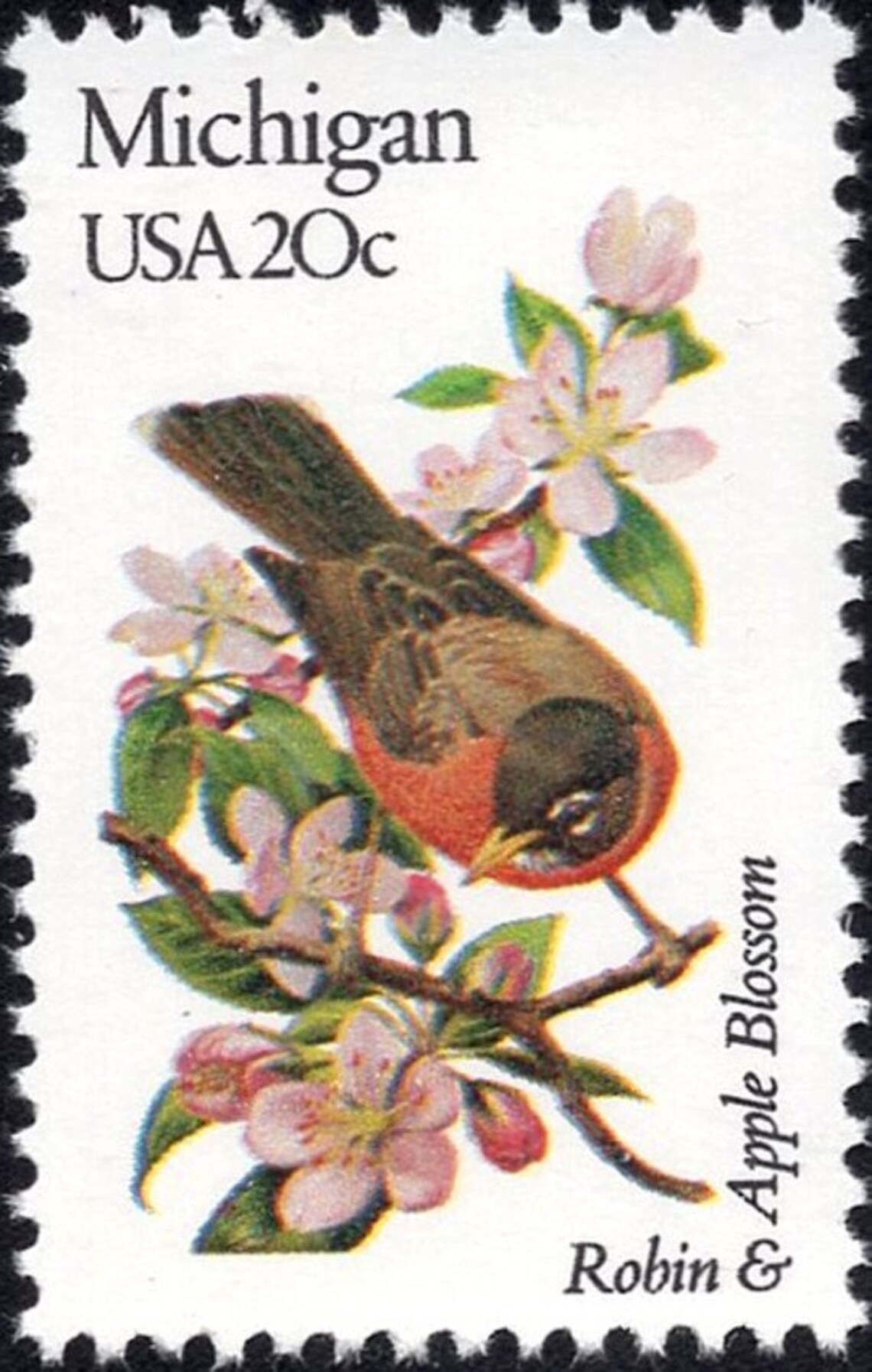 Five 20c MICHIGAN State Bird and Flower Stamp | Vintage Unused US ...