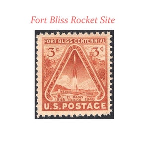 Sello 3c Ft Bliss Rocket Site .. Sellos postales estadounidenses no utilizados .. Pack de 20 sellos / Programa Espacial / Cohetes / Texas / Militaria / Juguetes para niños