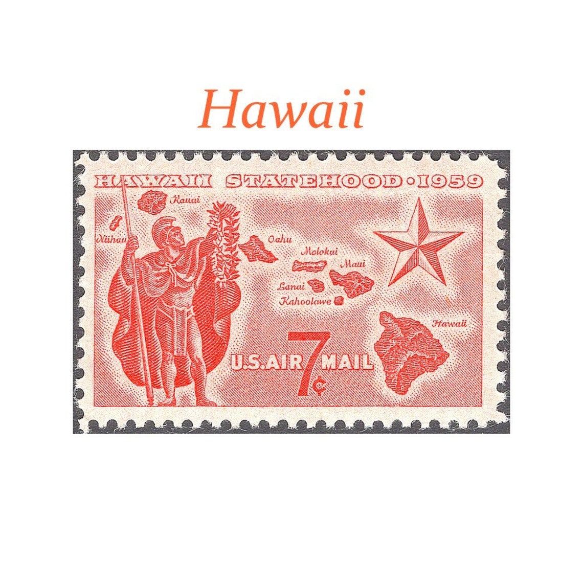 TEN 7c Hawaii Statehood Airmail Stamp .. Pack of 10 Vintage Etsy