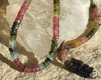 Heishi cut Multi Colored Tourmaline Necklace
