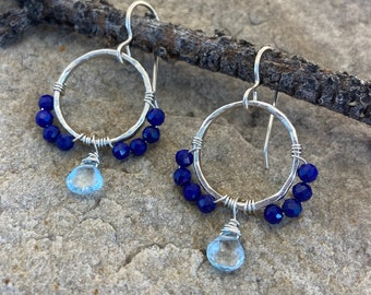 Sky Blue Topaz and Blue Lapis earrings