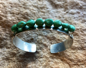 Turquoise Nugget Sterling Silver Cuff Bracelet