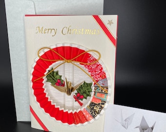 Christmas card with paper crane 1