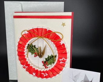 Christmas card with paper crane　2