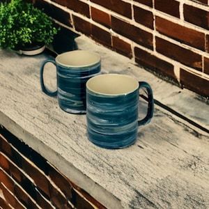 Handmade Green Ocean Coffee Mug , Ceramic Pottery Coffee Mug , Green Waves Coffee Mug , Birthday Gift , Christmas Gift , Gift For Wife