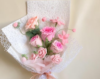 Handmade Crochet Rose Bouquet, Anniversary Gift